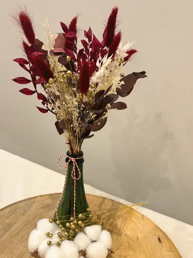 Bouquet Mère Noël avec vase bouteille